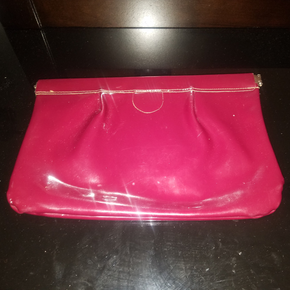 Patent Leather Berry Red Clutch